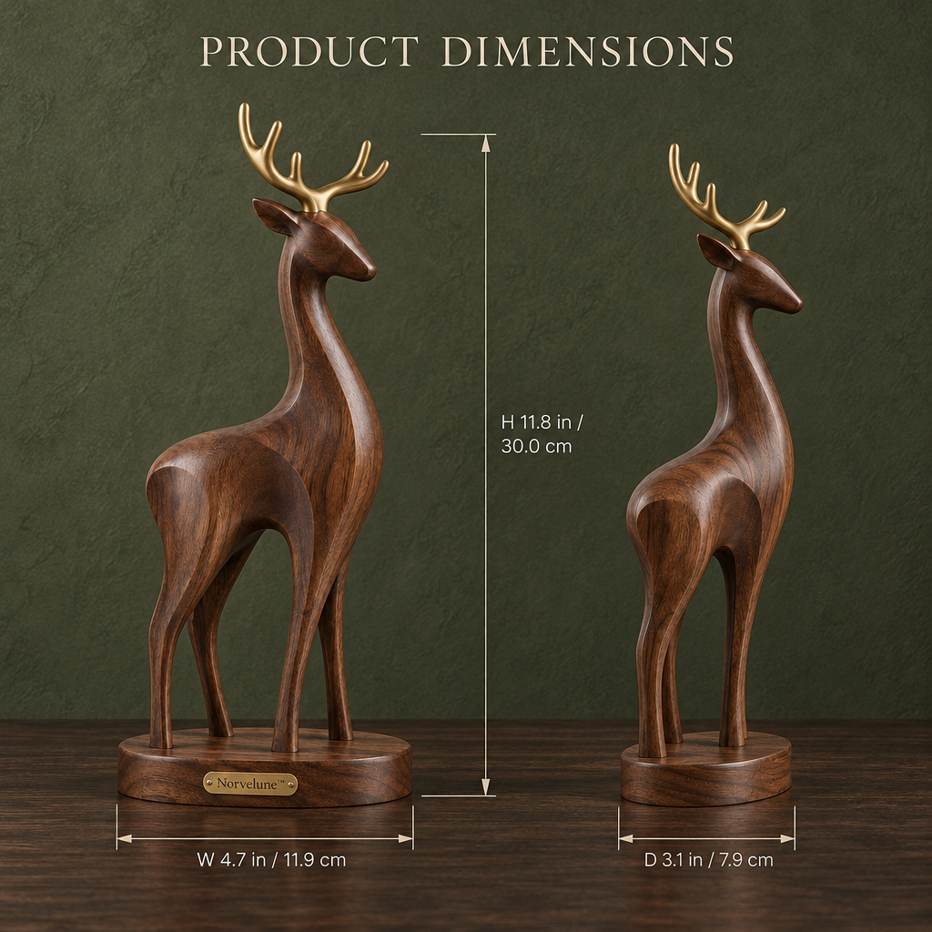 Norvelune Arden Stag Wood Sculpture product dimensions