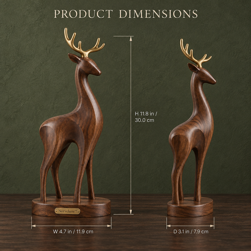 Norvelune Arden Stag Wood Sculpture product dimensions