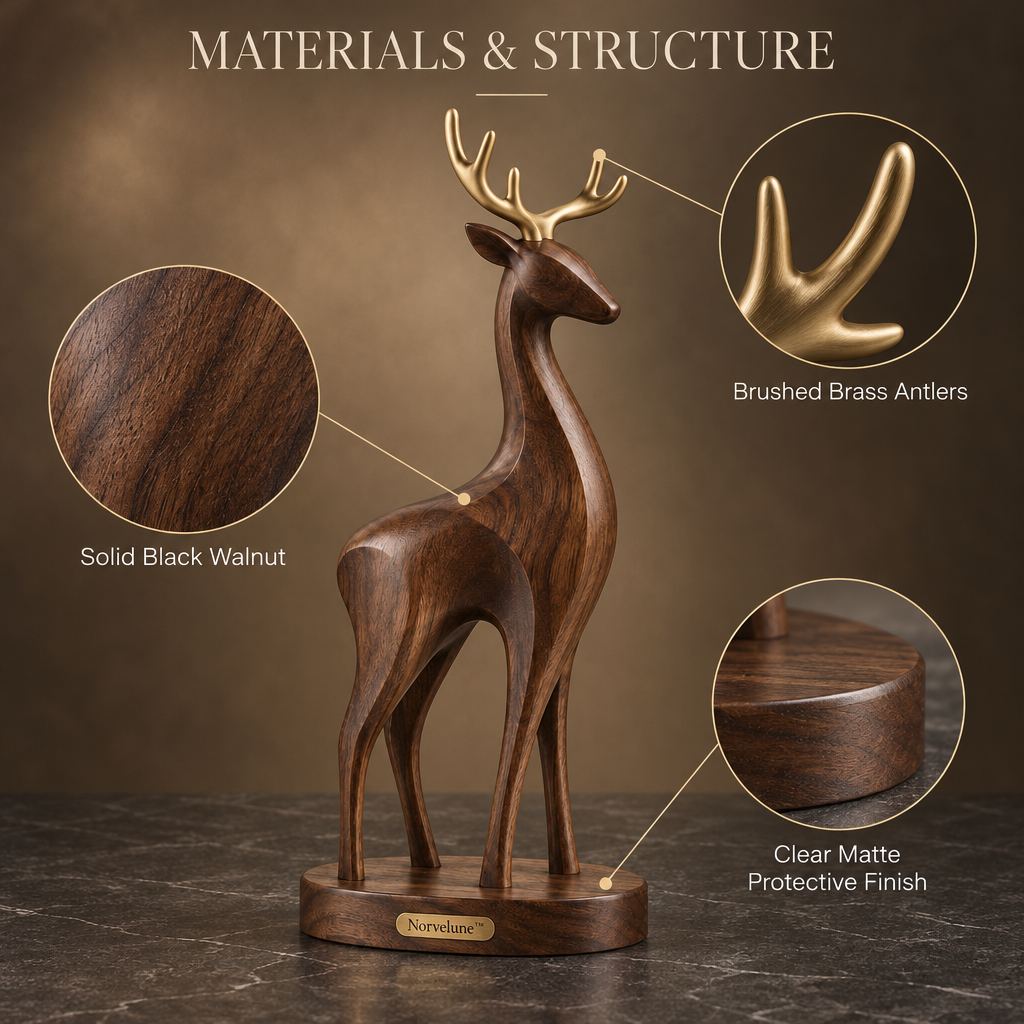 Norvelune Arden Stag Wood Sculpture materials and structure