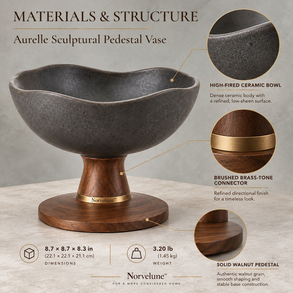 Norvelune Aurelle Footed Bowl Vase materials and structure