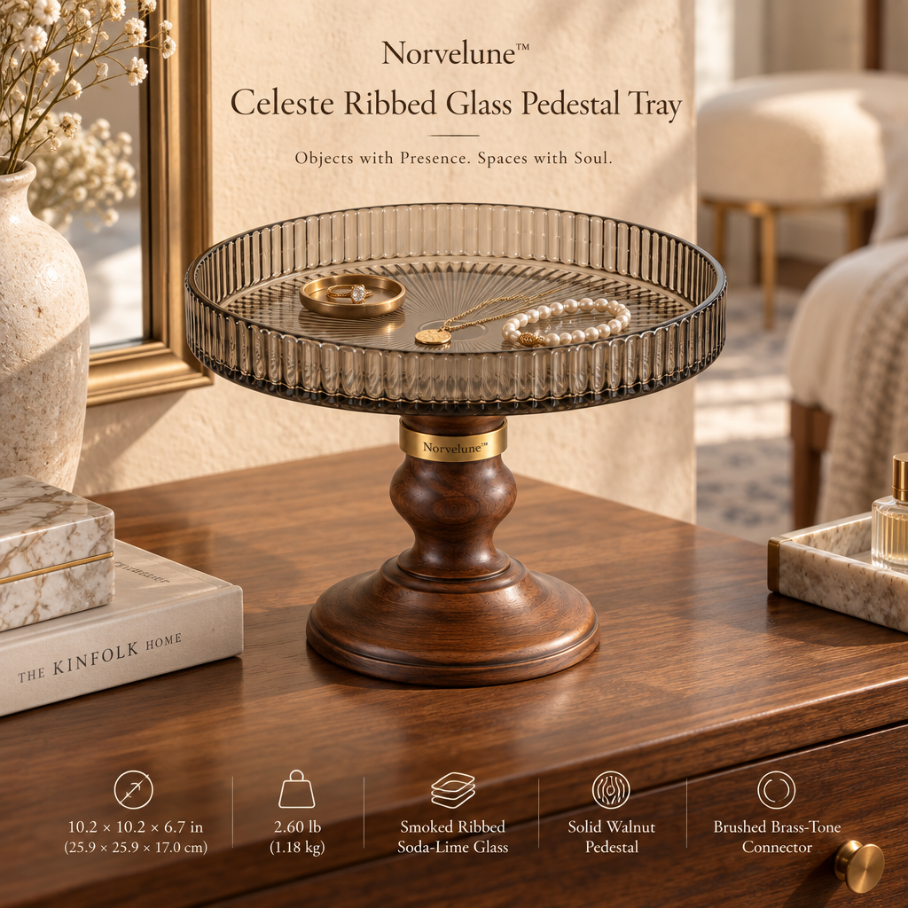 Norvelune Celeste Ribbed Pedestal Tray lifestyle image