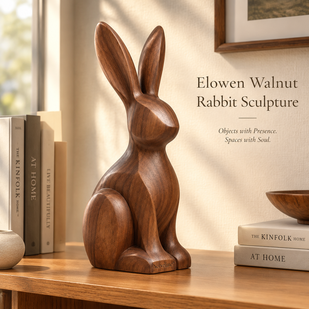 Norvelune Elowen Rabbit Wood Sculpture lifestyle image