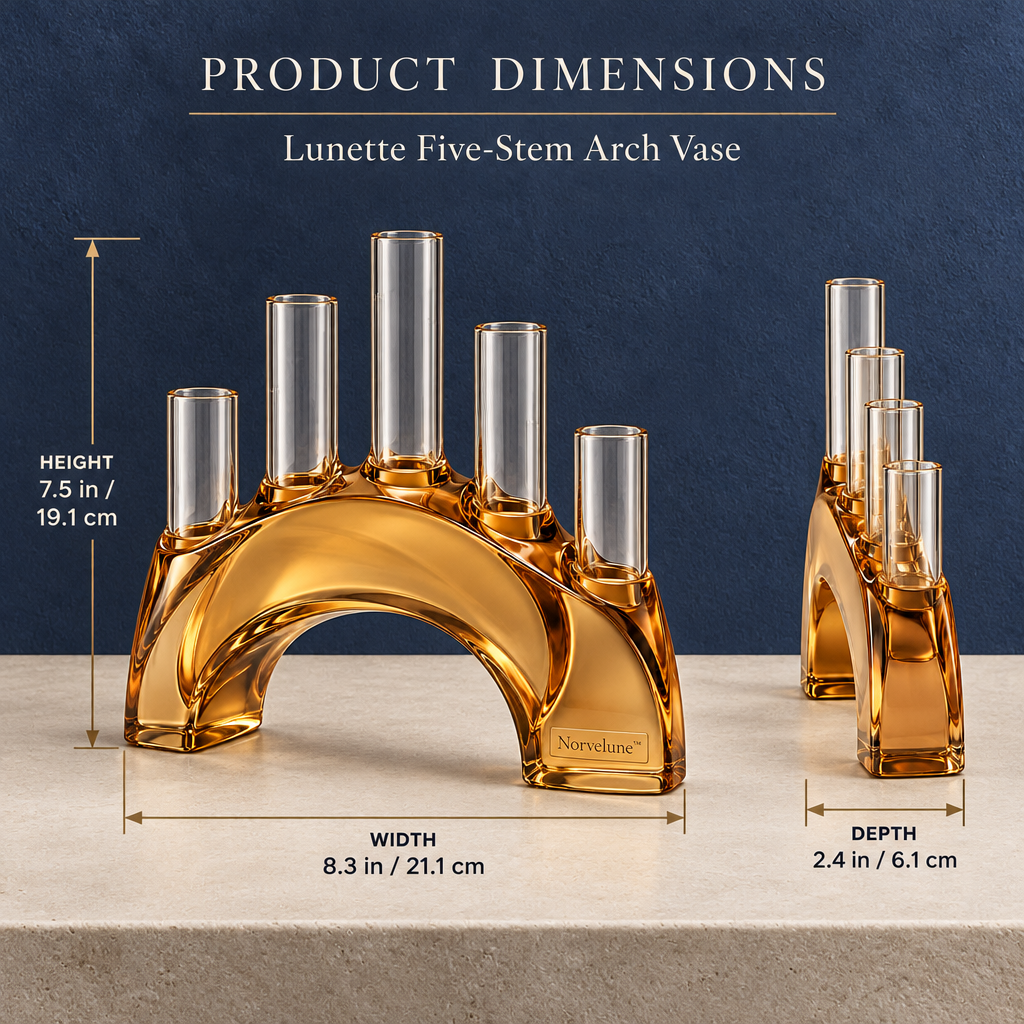 Norvelune Lunette Five-Stem Art Vase product dimensions