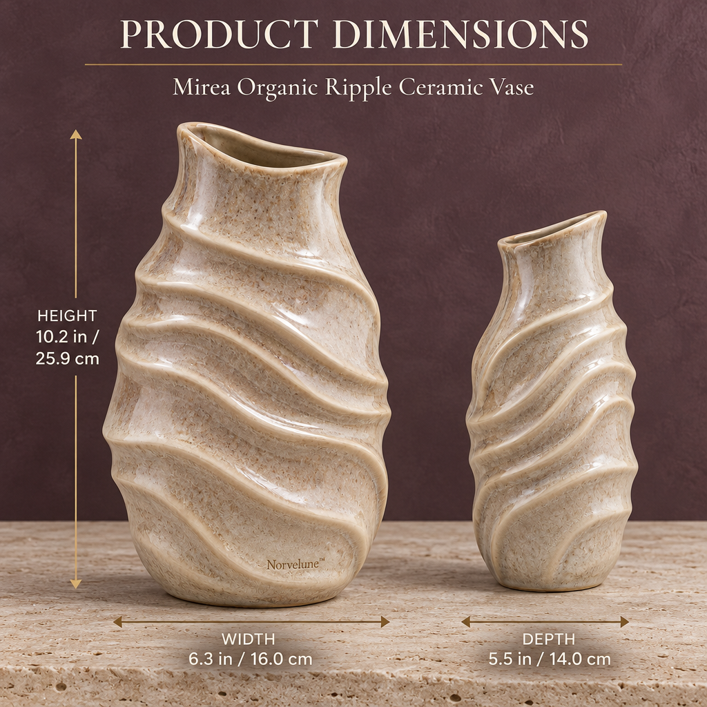 Norvelune Mirea Organic Ripple Vase product dimensions