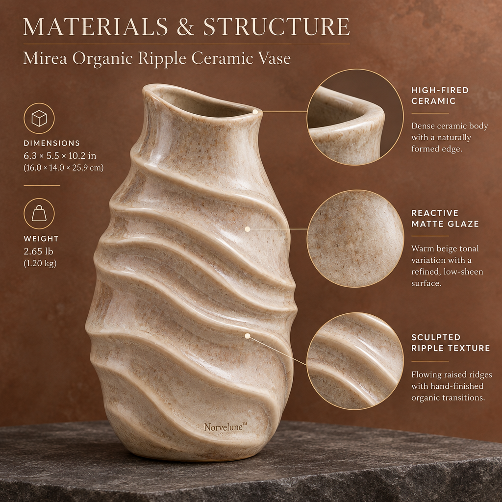 Norvelune Mirea Organic Ripple Vase materials and structure