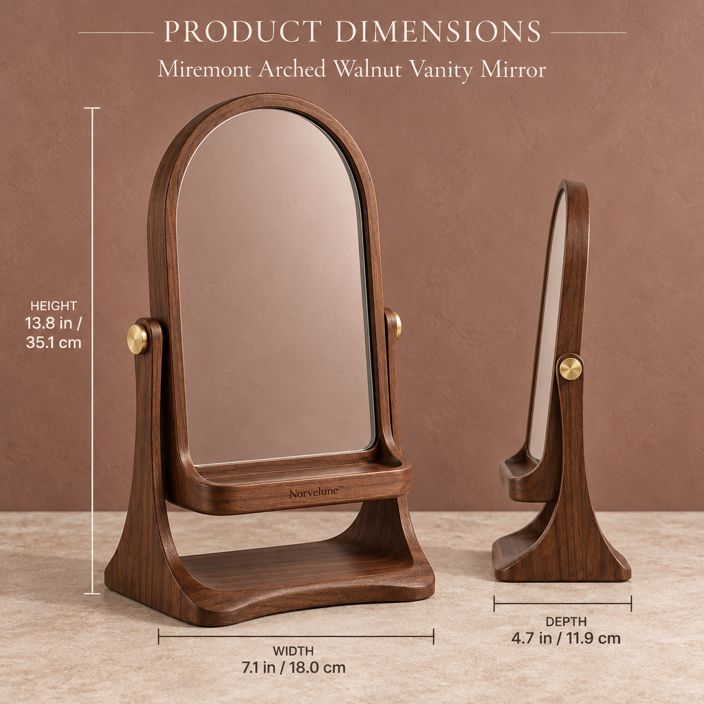 Norvelune Miremont Vanity Mirror Stand product dimensions