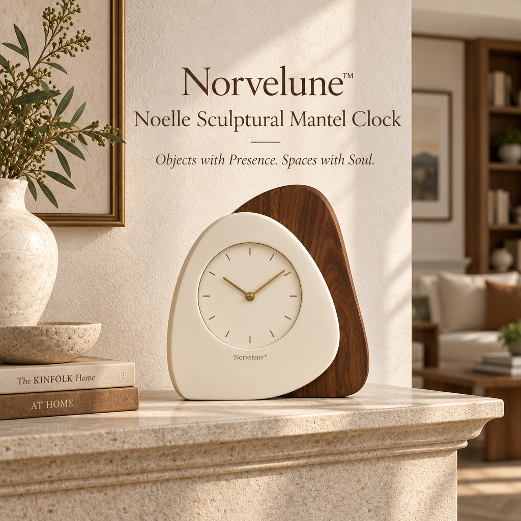 Norvelune Noelle Sculptural Mantel Clock lifestyle image
