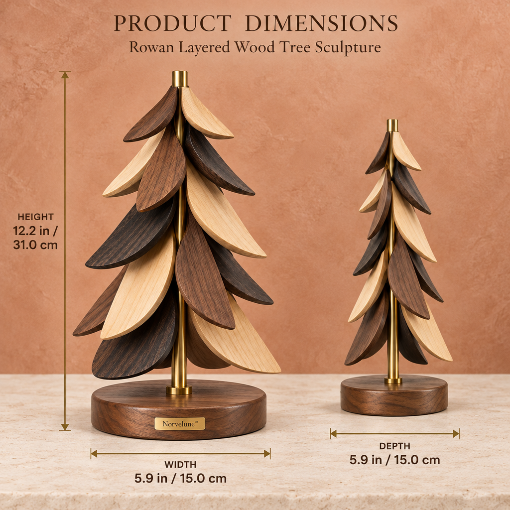 Norvelune Rowan Layered Tree Sculpture product dimensions