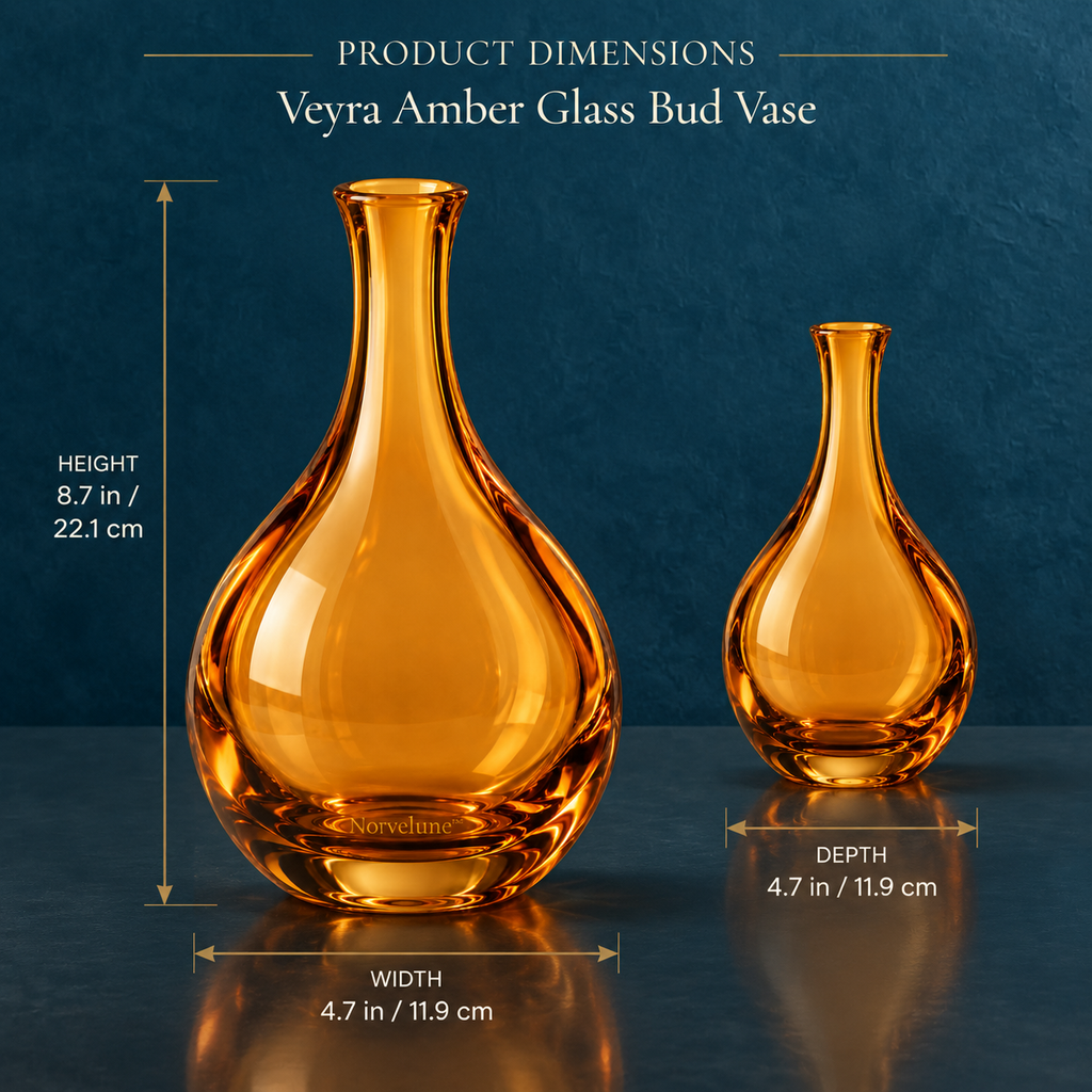 Norvelune Veyra Amber Bud Vase product dimensions