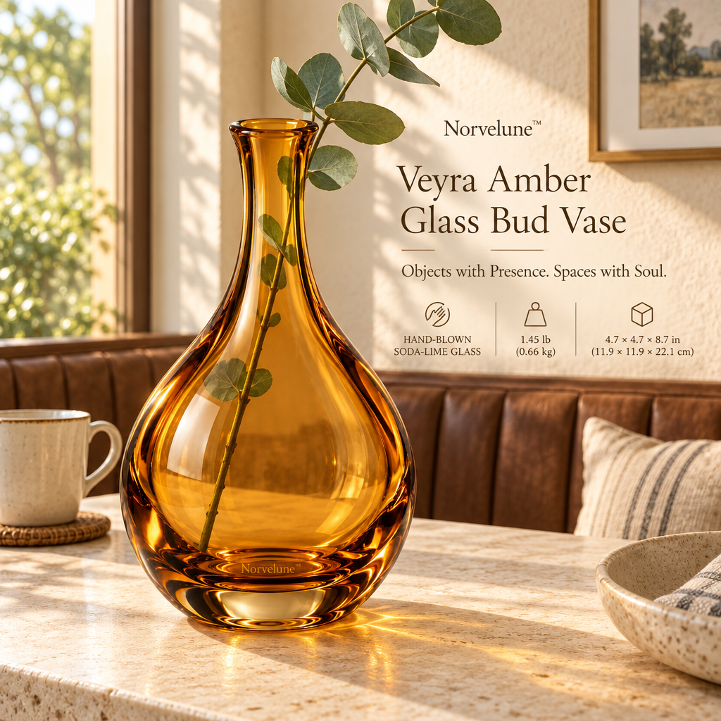 Norvelune Veyra Amber Bud Vase lifestyle image